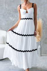 Tiered Maxi Dress with Scalloped Trim OutfitFlow